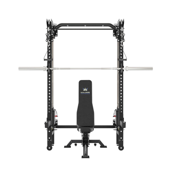 Major Fitness F35 Pro Wall-Mount Folding All-In-One Power Rack Package Home Gym
