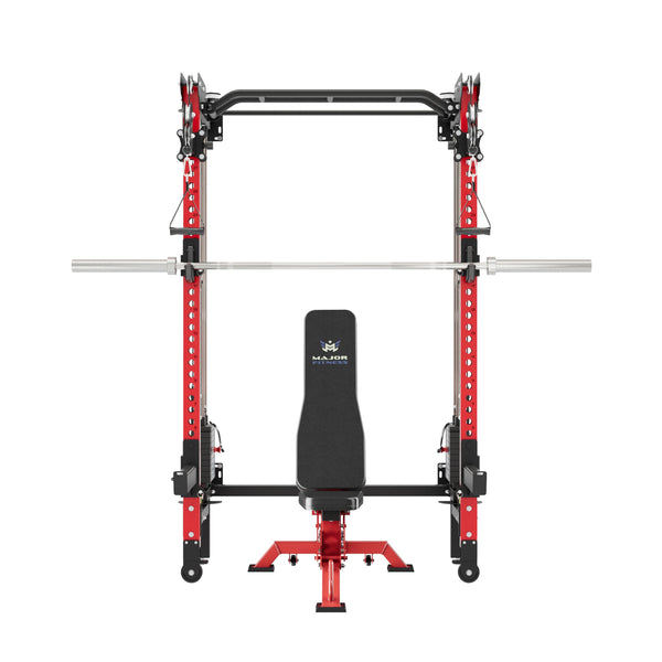 Major Fitness F35 Pro Wall-Mount Folding All-In-One Power Rack Package Home Gym
