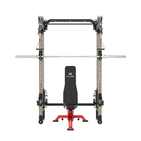 Major Fitness F35 Pro Wall-Mount Folding All-In-One Power Rack Package Home Gym
