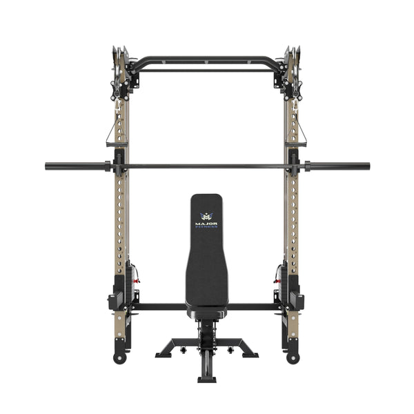 Major Fitness F35 Pro Wall-Mount Folding All-In-One Power Rack Package Home Gym
