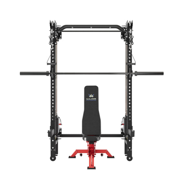 Major Fitness F35 Pro Wall-Mount Folding All-In-One Power Rack Package Home Gym
