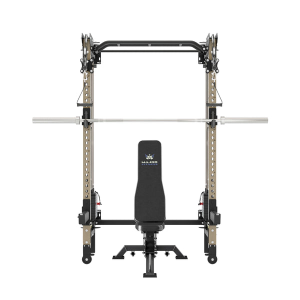 Major Fitness F35 Pro Wall-Mount Folding All-In-One Power Rack Package Home Gym
