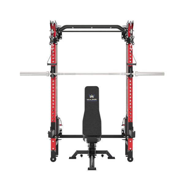 Major Fitness F35 Pro Wall-Mount Folding All-In-One Power Rack Package Home Gym
