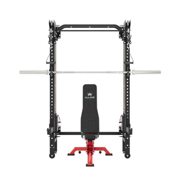 Major Fitness F35 Pro Wall-Mount Folding All-In-One Power Rack Package Home Gym
