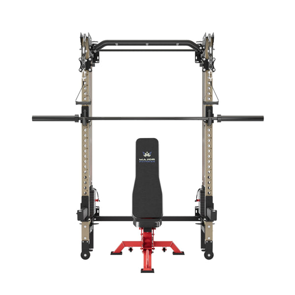 Major Fitness F35 Pro Wall-Mount Folding All-In-One Power Rack Package Home Gym
