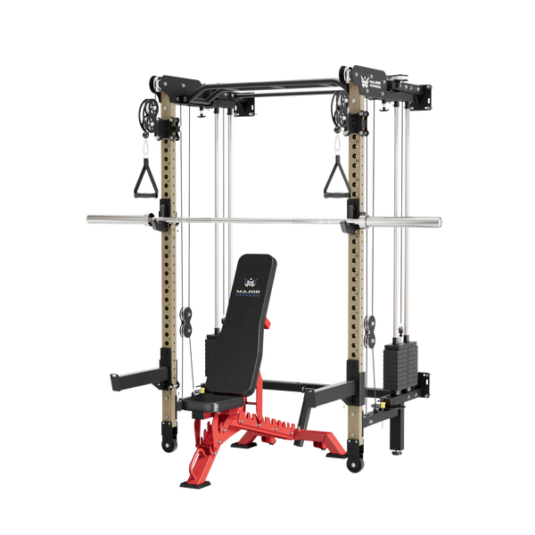 Major Fitness F35 Pro Wall-Mount Folding All-In-One Power Rack Package Home Gym
