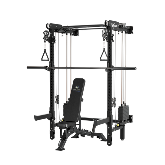 Major Fitness F35 Pro Wall-Mount Folding All-In-One Power Rack Package Home Gym