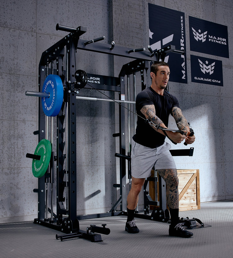 Cable press on the B52 Smith Machine