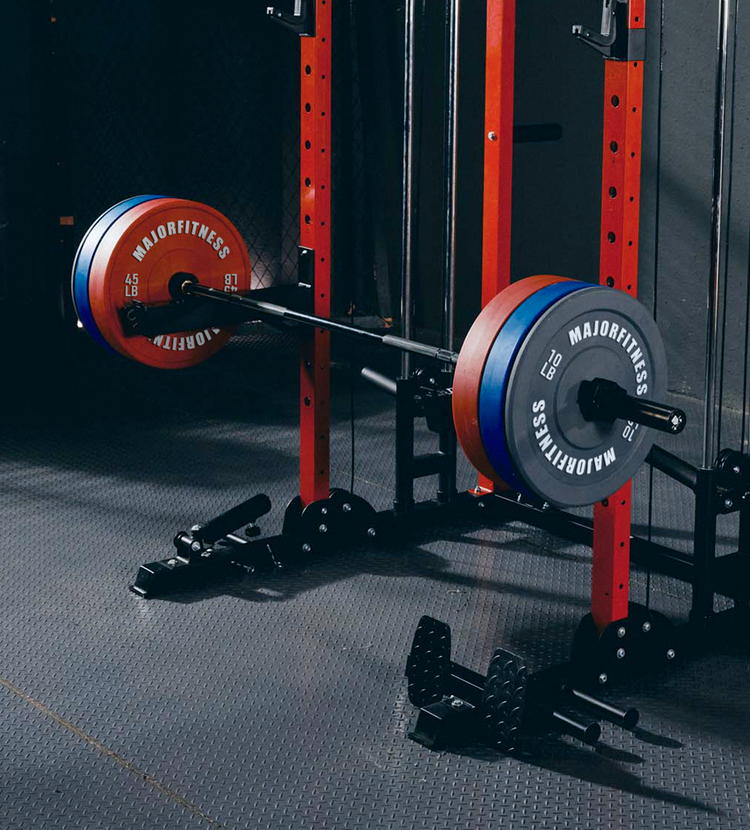 Barbell with plates on the F22 Power Rack