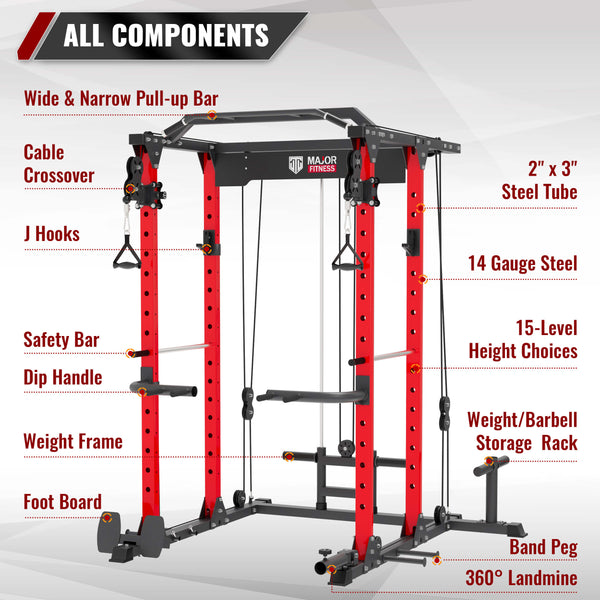  MAJOR LUTIE Fitness Power Cage, PLM03 All-In-One 1400 lbs  Multi-Function Power Rack with Adjustable Cable Crossover System and More  Exercise Machine Attachments(Black) : Sports & Outdoors