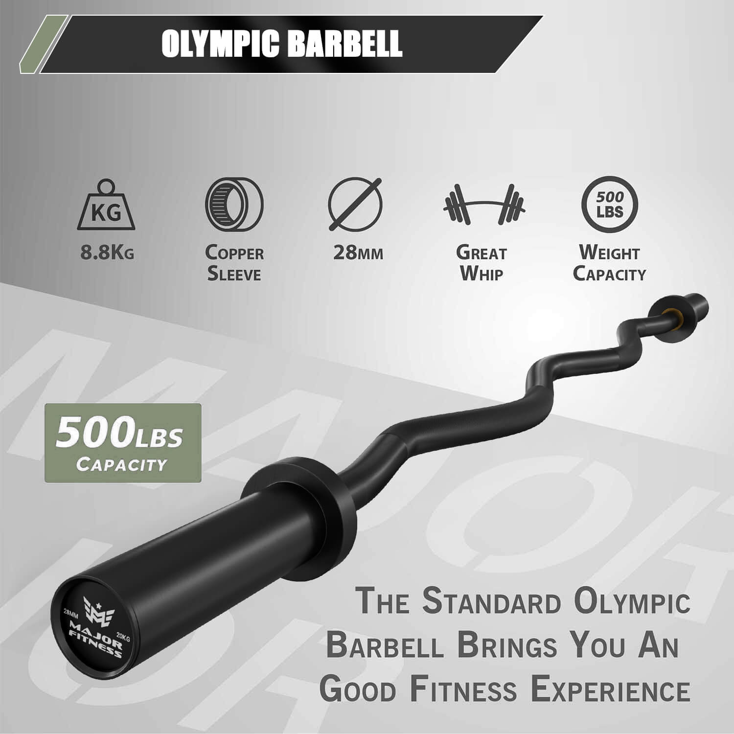 MAJOR FITNESS 4ft Olympic EZ Curl Barbell