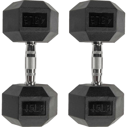 Major Fitness Rubber Hex Dumbbells 45lbs