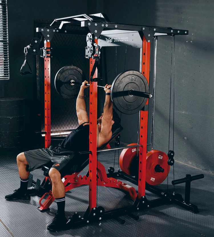 Incline bench press on the PLM03Power Rack