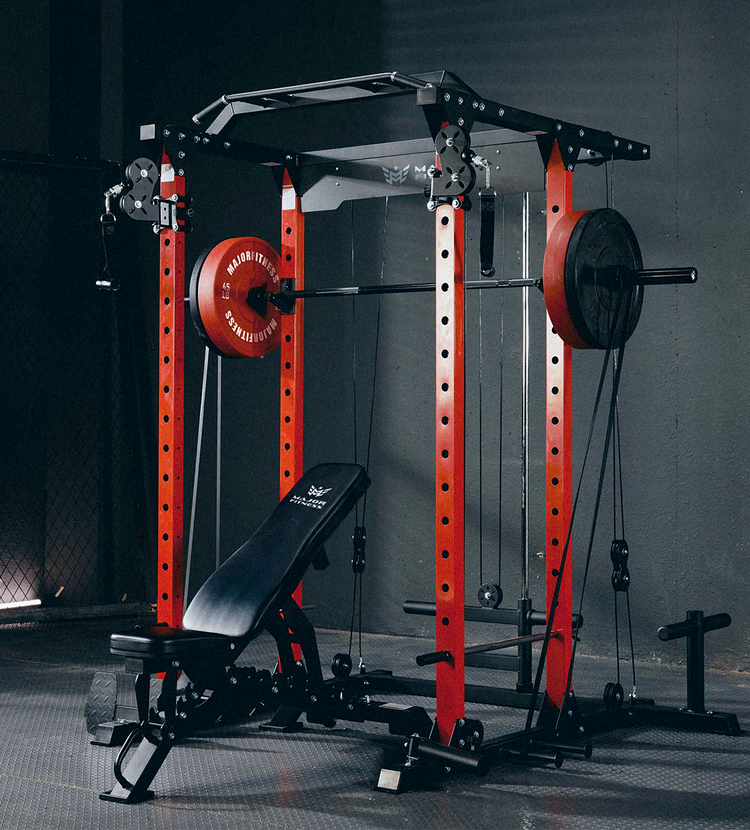 Full view of the PLM03 Power Rack with bench