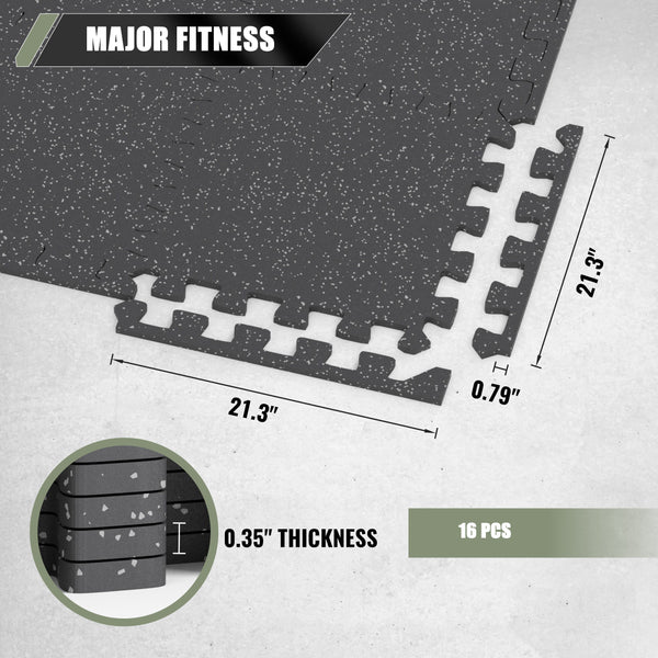 Major Fitness Rubber Flooring Gym Mats 0.31" Thickness