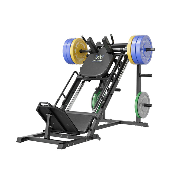 hack squat leg press combo machine with 320lb weight plate set
