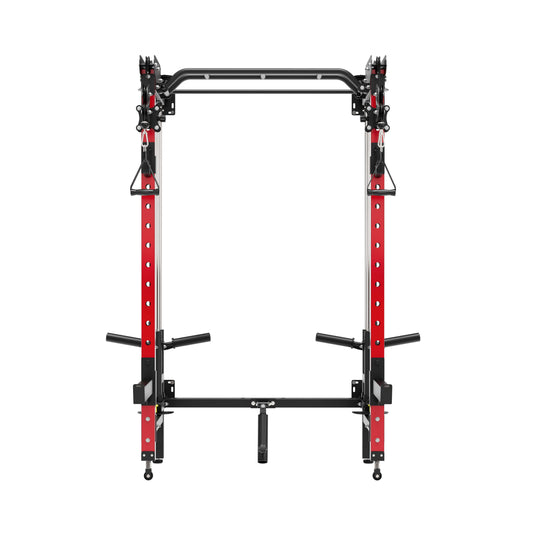 home gym power rack lightning f35 red front view